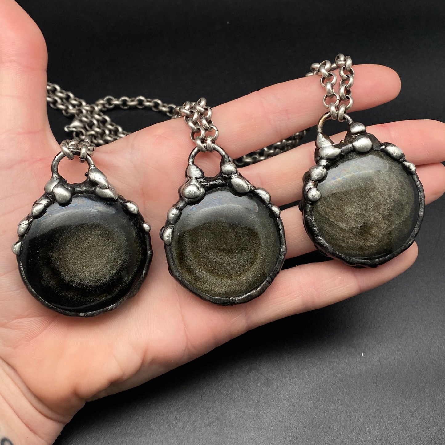 Glow Up ~ Golden Obsidian Disc Necklace