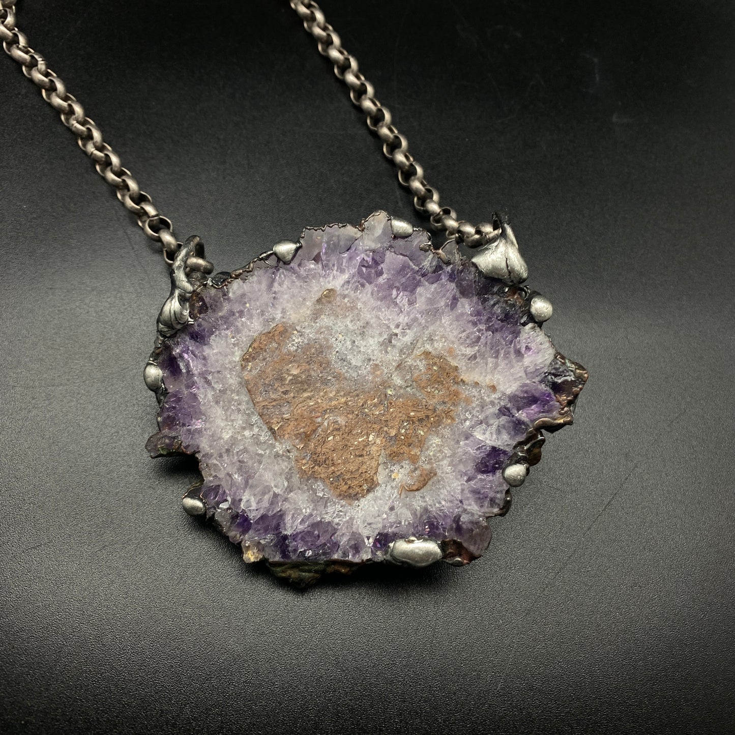 Wanderer ~ Amethyst Stalactite Slice Crystal Necklace