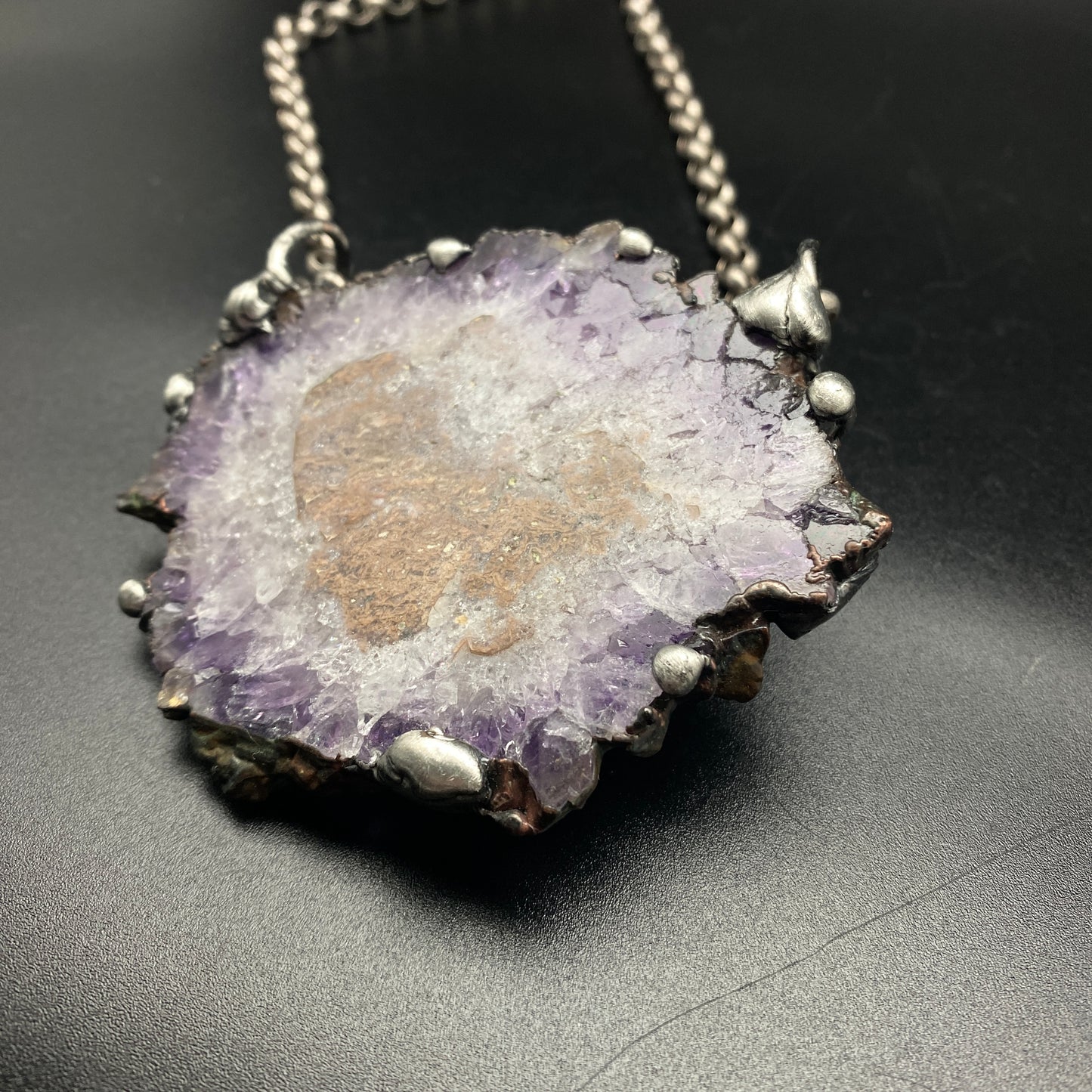 Wanderer ~ Amethyst Stalactite Slice Crystal Necklace