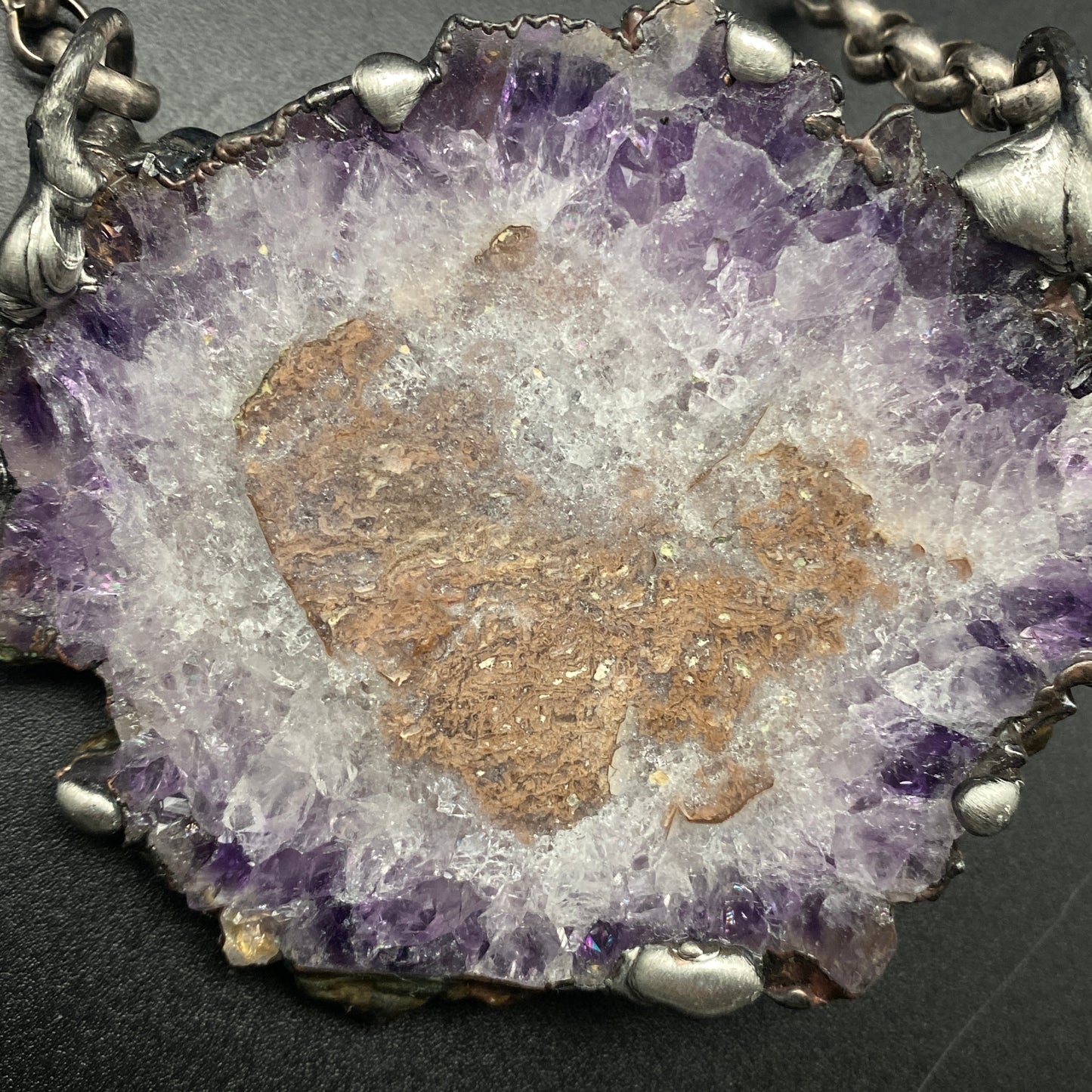 Wanderer ~ Amethyst Stalactite Slice Crystal Necklace