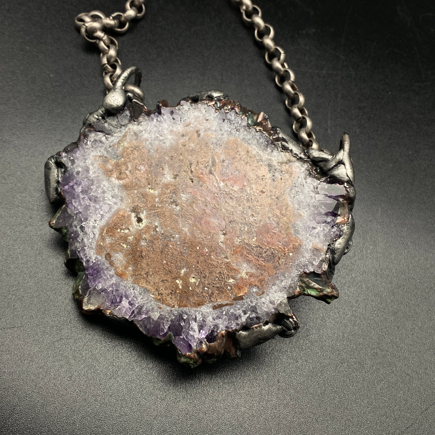 Wanderer ~ Amethyst Stalactite Slice Crystal Necklace