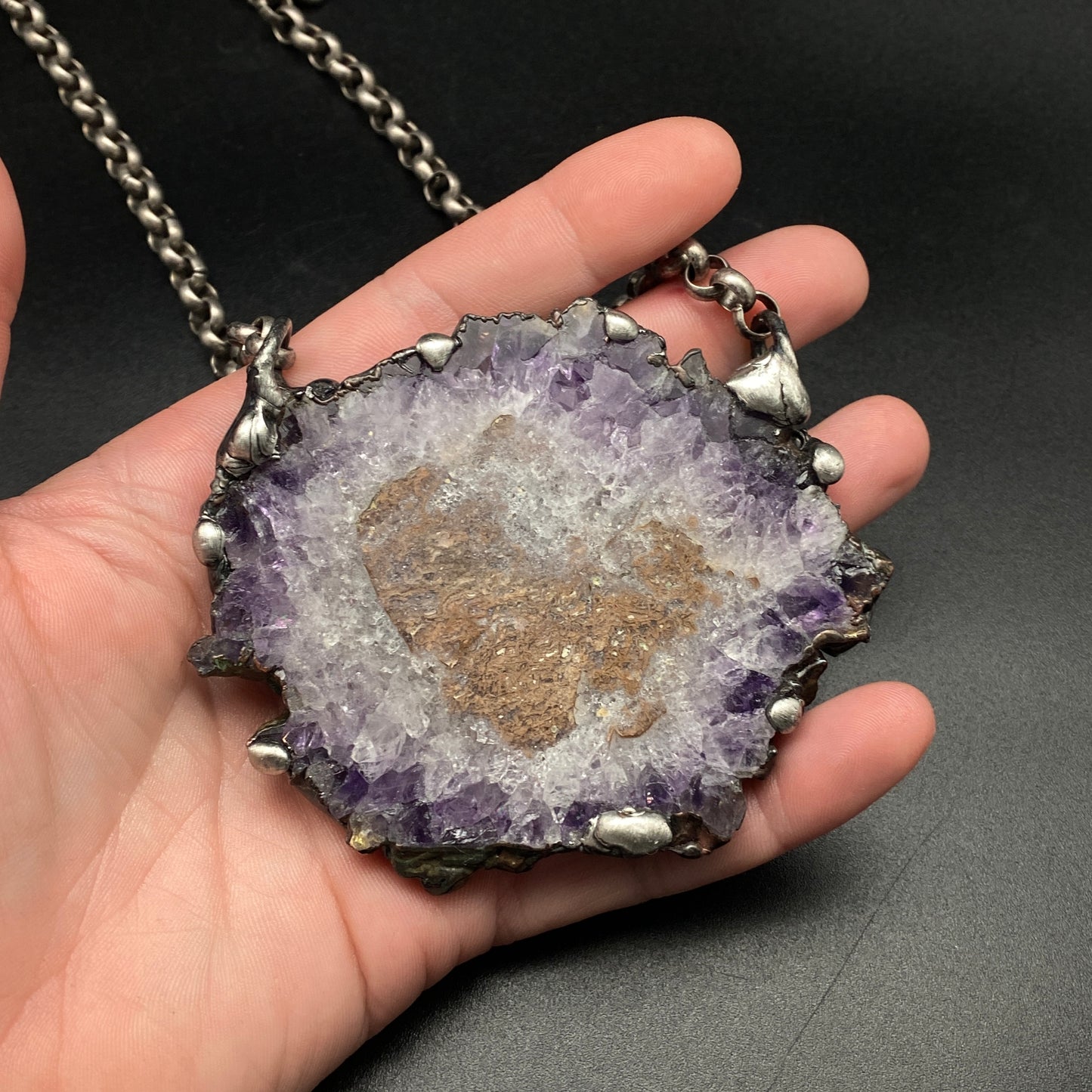 Wanderer ~ Amethyst Stalactite Slice Crystal Necklace