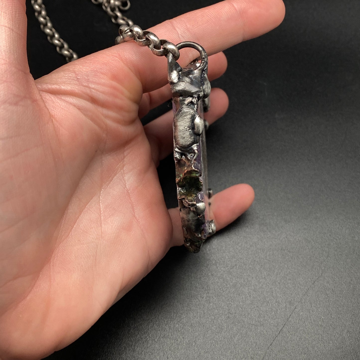 Wanderer ~ Amethyst Stalactite Slice Crystal Necklace
