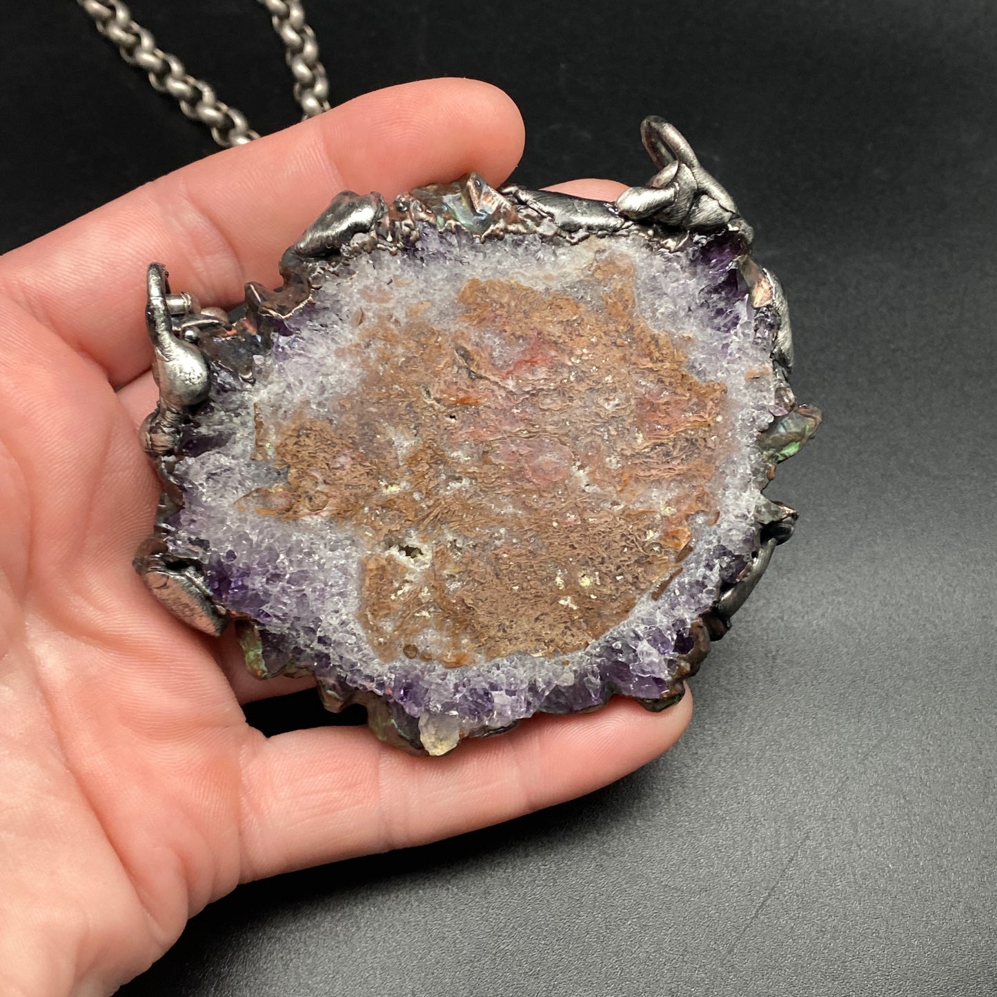 Wanderer ~ Amethyst Stalactite Slice Crystal Necklace