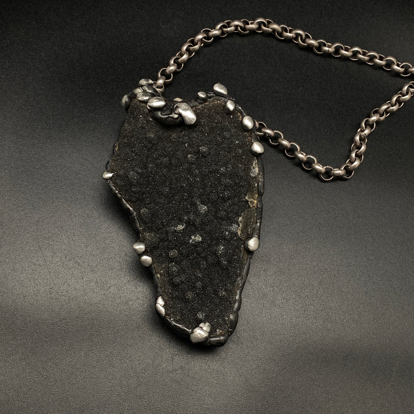 Into The Deep ~ Black Rainbow Amethyst Druzy Crystal Necklace