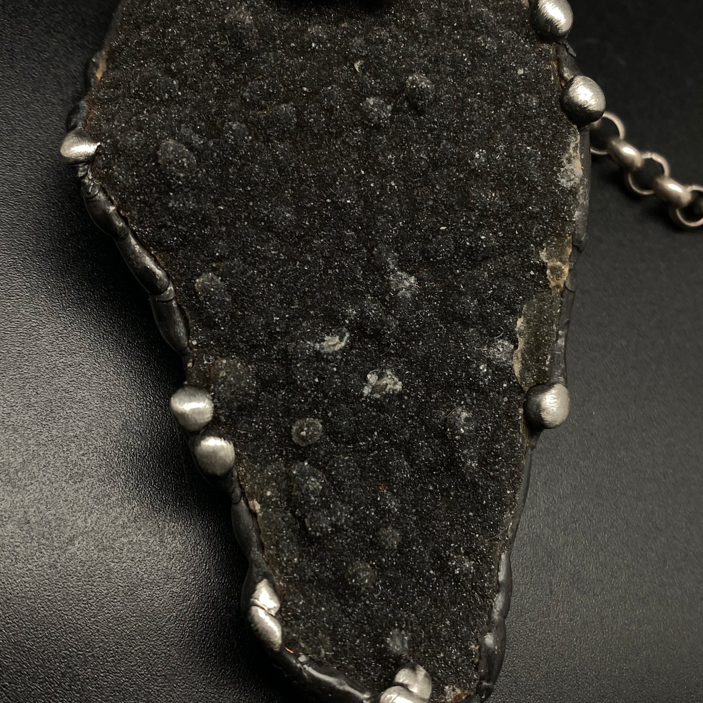 Into The Deep ~ Black Rainbow Amethyst Druzy Crystal Necklace