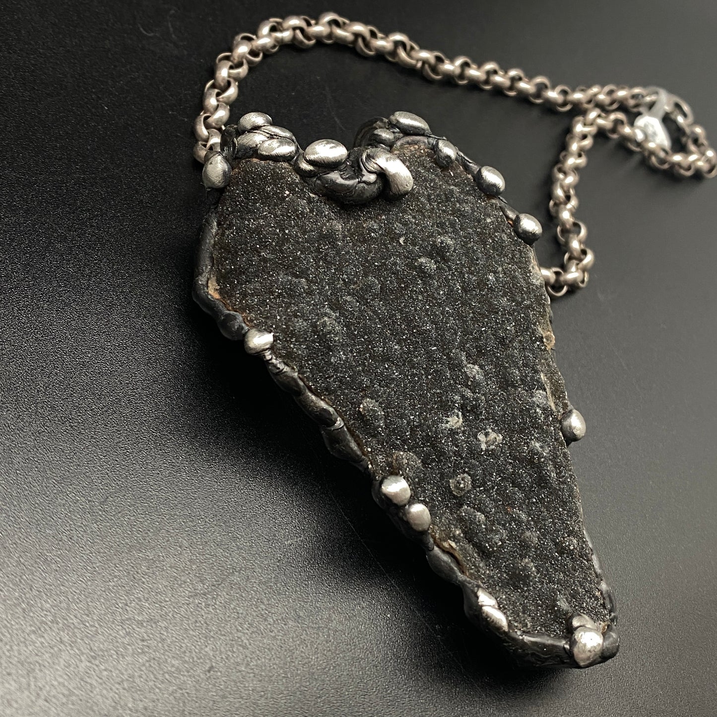 Into The Deep ~ Black Rainbow Amethyst Druzy Crystal Necklace