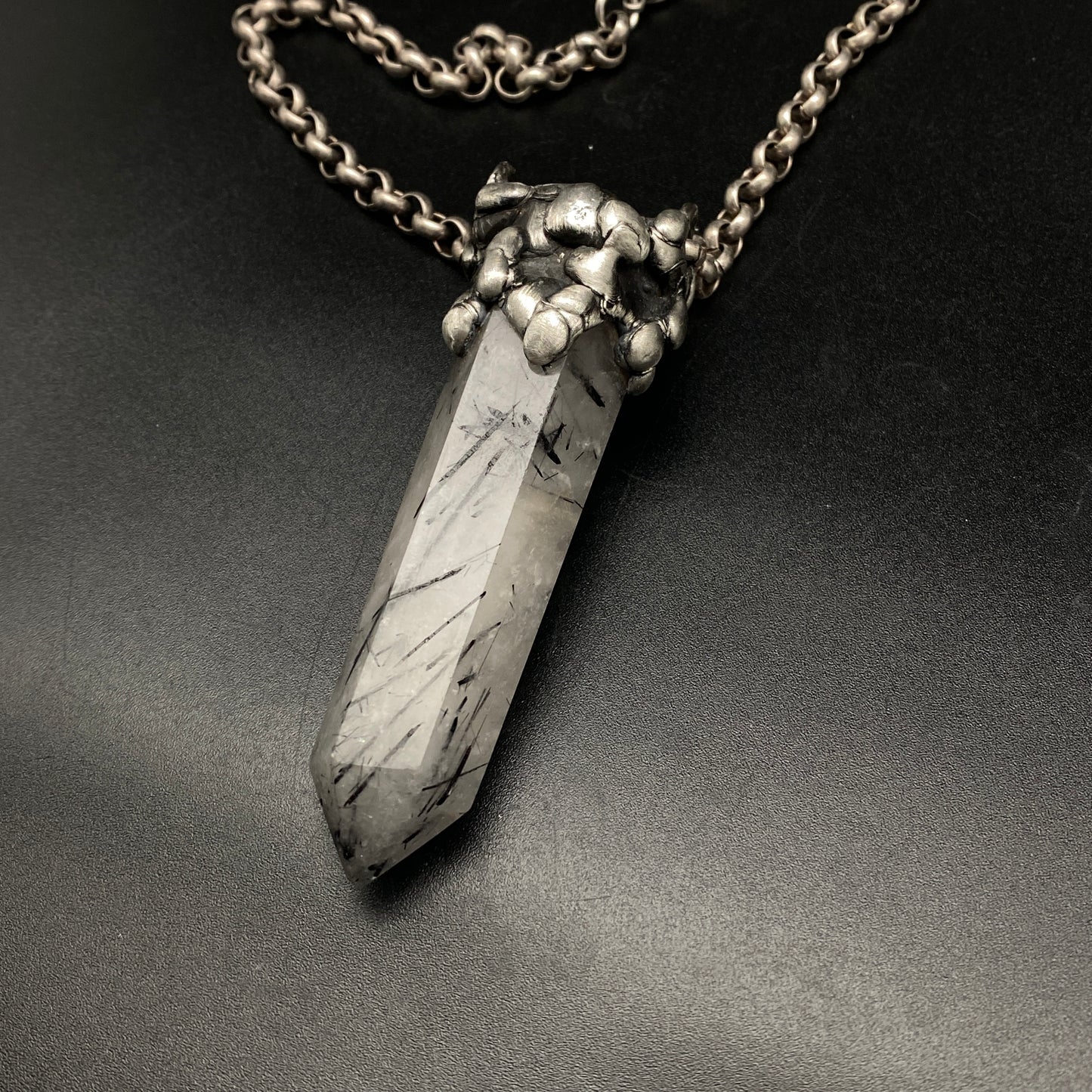 Amulet ~ Tourmalinated Quartz Tower Talisman Necklace