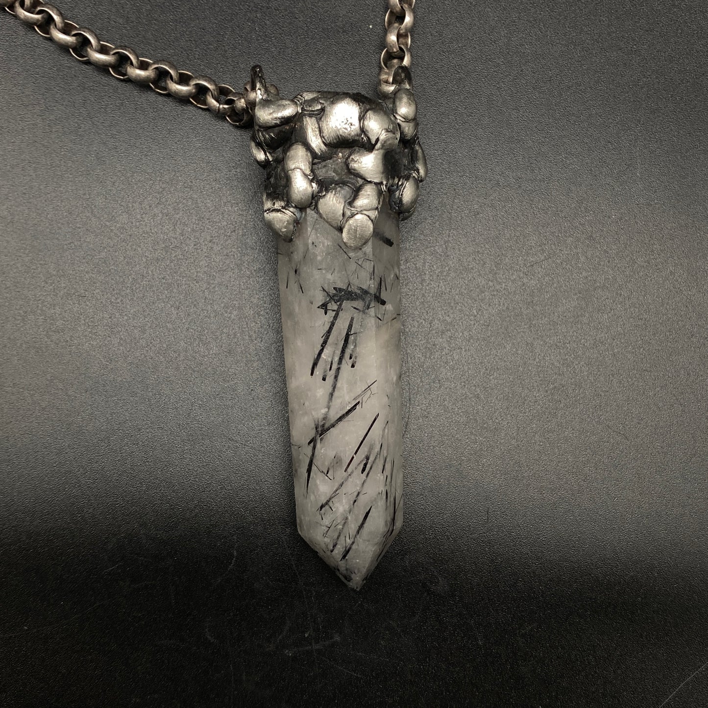 Amulet ~ Tourmalinated Quartz Tower Talisman Necklace