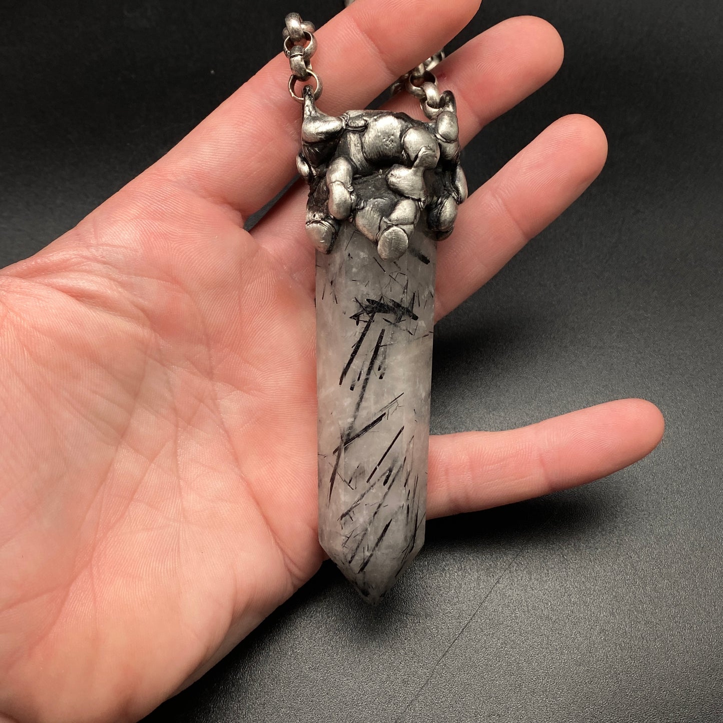 Amulet ~ Tourmalinated Quartz Tower Talisman Necklace