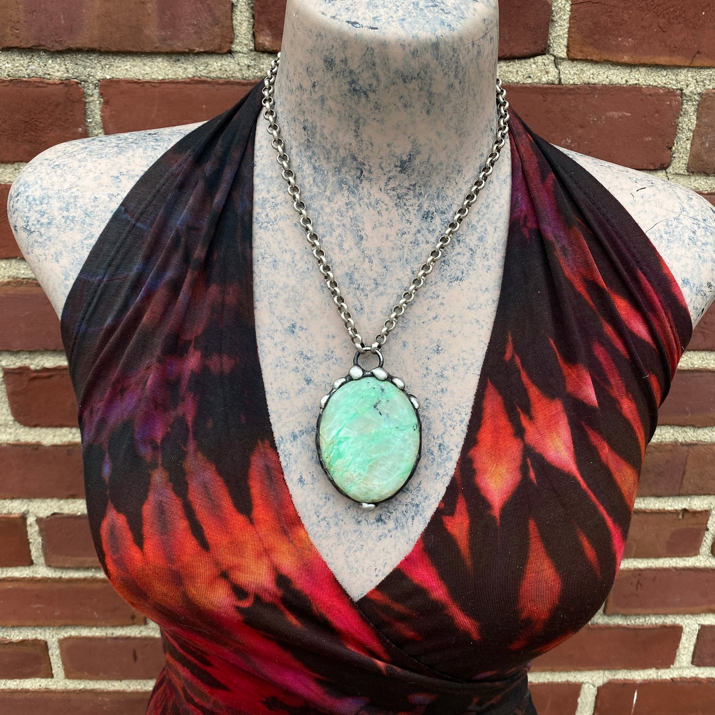 Lush ~ Green Kiwi Jasper Orb Necklace