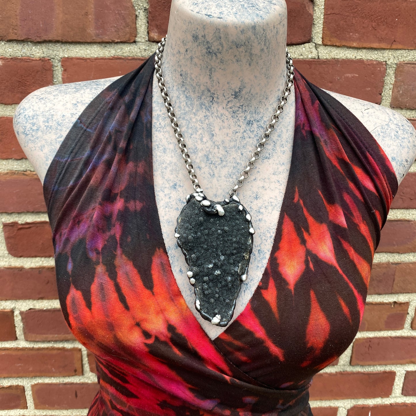 Into The Deep ~ Black Rainbow Amethyst Druzy Crystal Necklace
