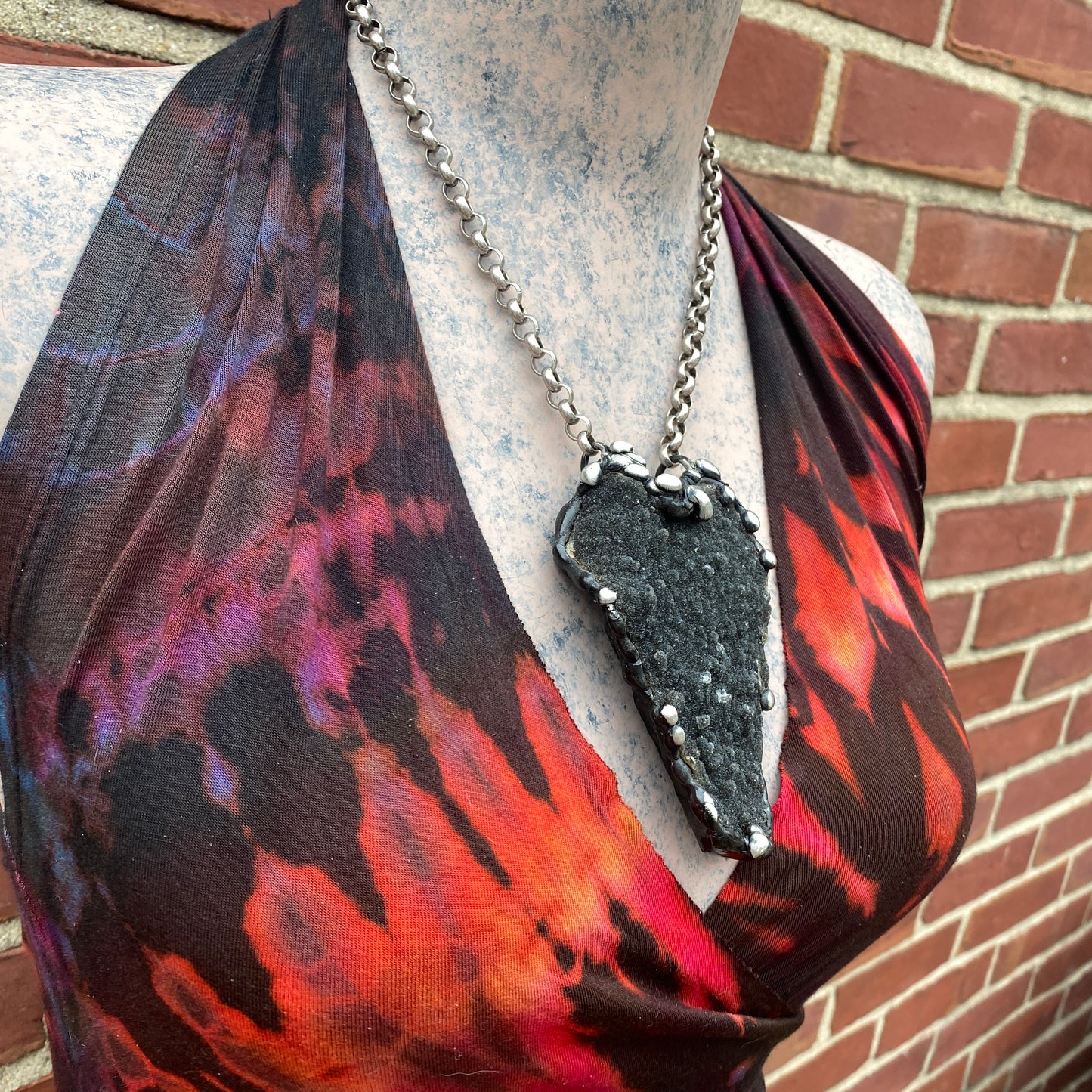 Into The Deep ~ Black Rainbow Amethyst Druzy Crystal Necklace