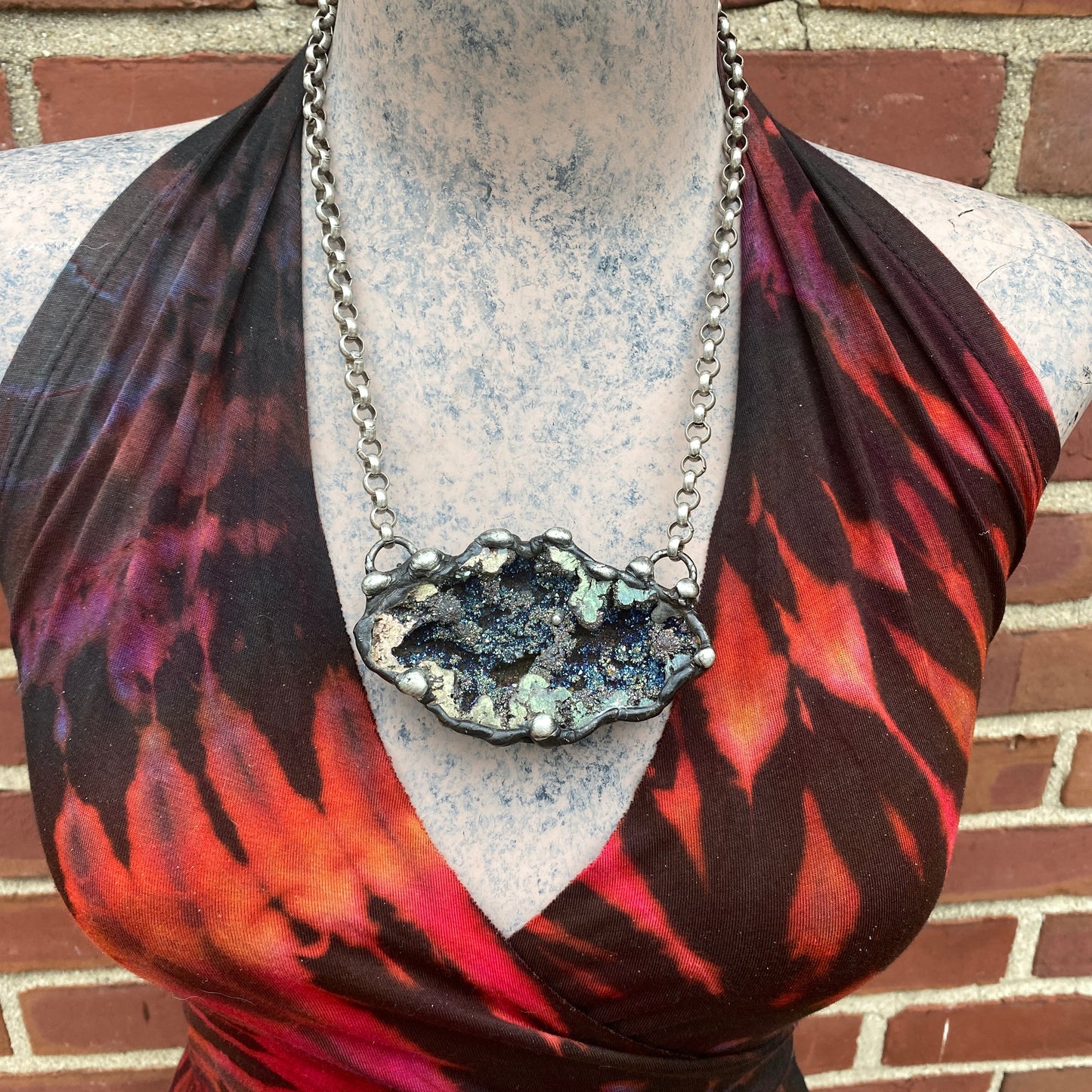 Orbits ~ Titanium Quartz Geode Necklace