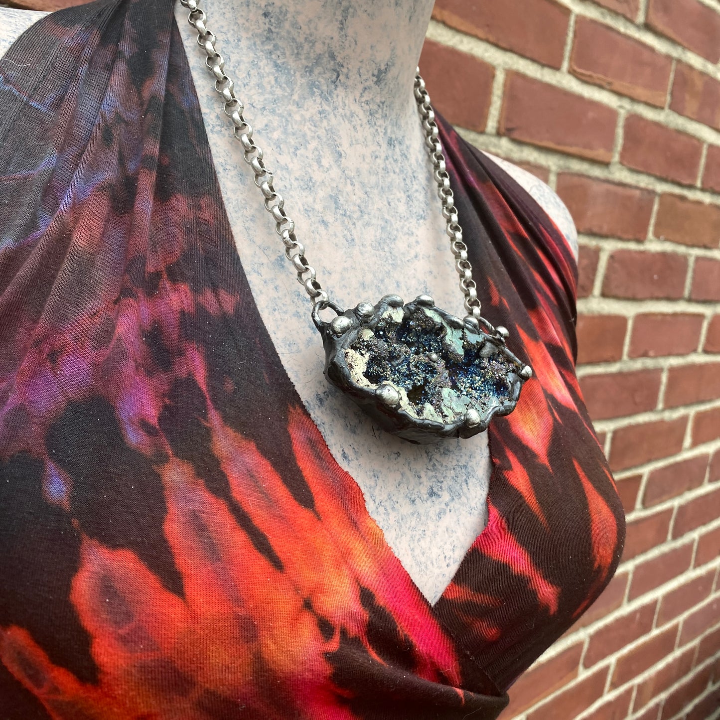 Orbits ~ Titanium Quartz Geode Necklace