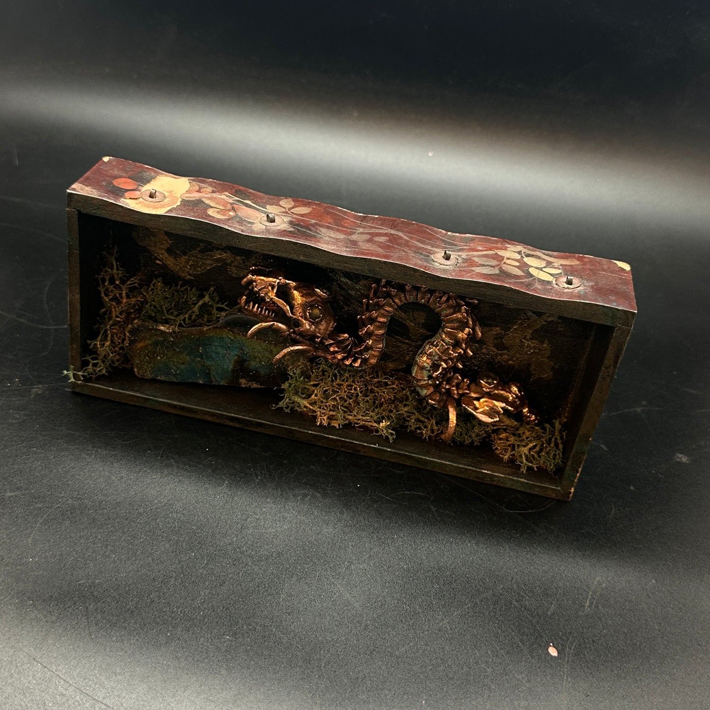 The Wyrm of Winterglass ~ Creeper Sculpture Reliquary with Labradorite