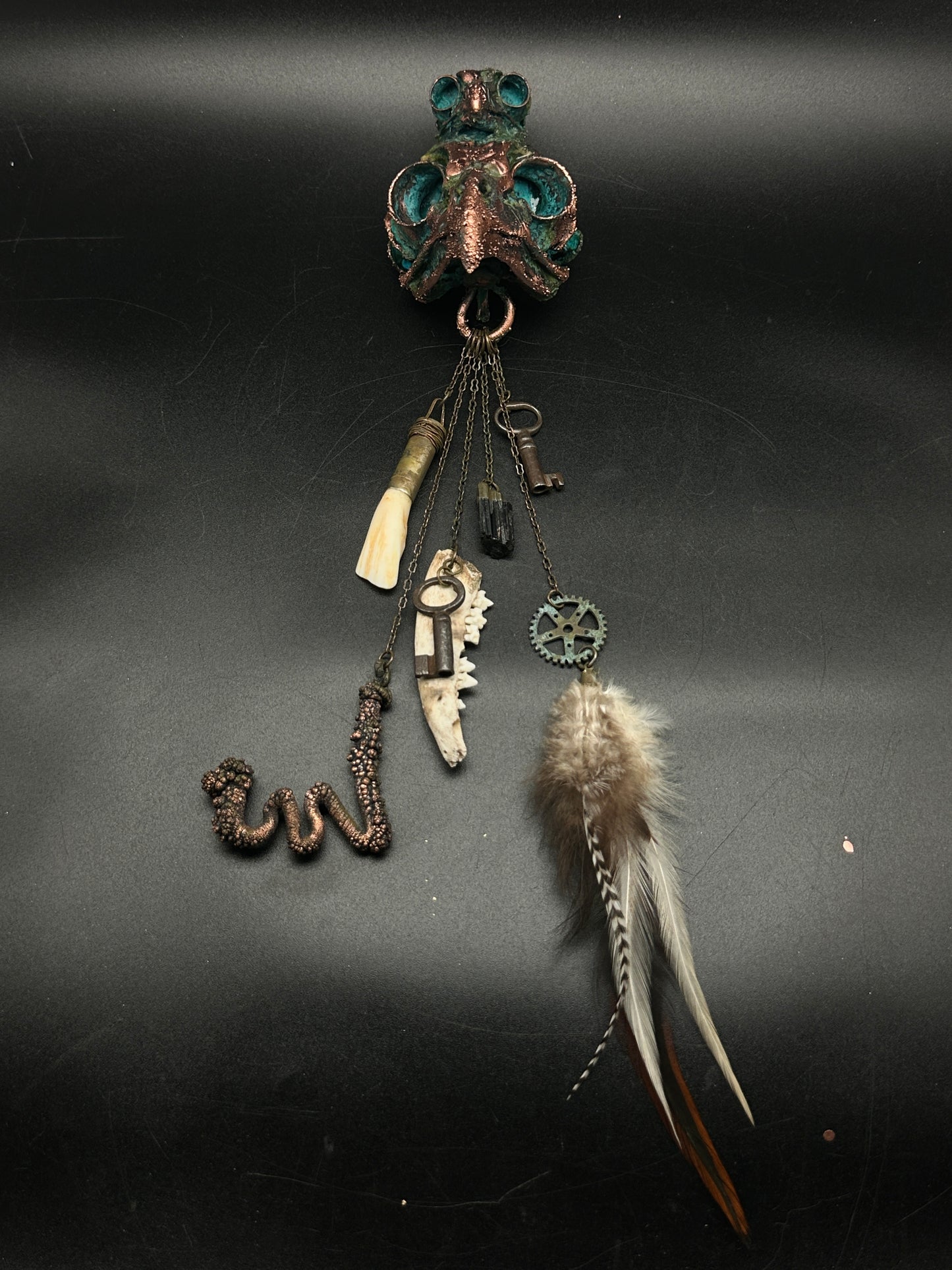 St. Rue ~ Owl Skull Talisman Keeper ~ Copper Electroformed
