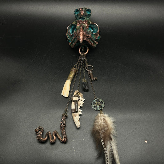 St. Rue ~ Owl Skull Talisman Keeper ~ Copper Electroformed