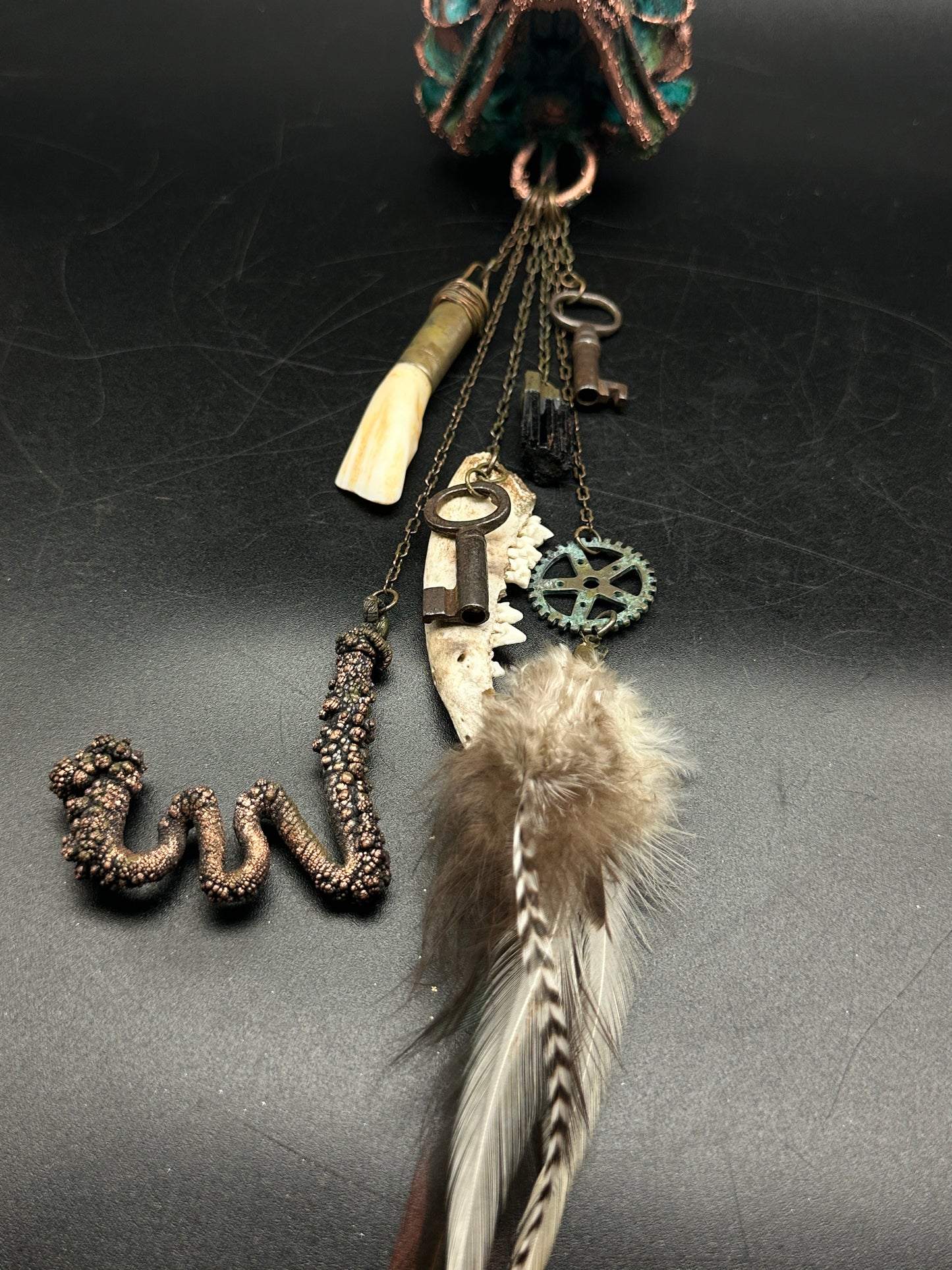 St. Rue ~ Owl Skull Talisman Keeper ~ Copper Electroformed
