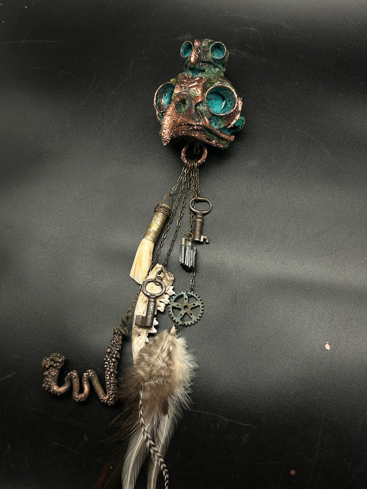 St. Rue ~ Owl Skull Talisman Keeper ~ Copper Electroformed