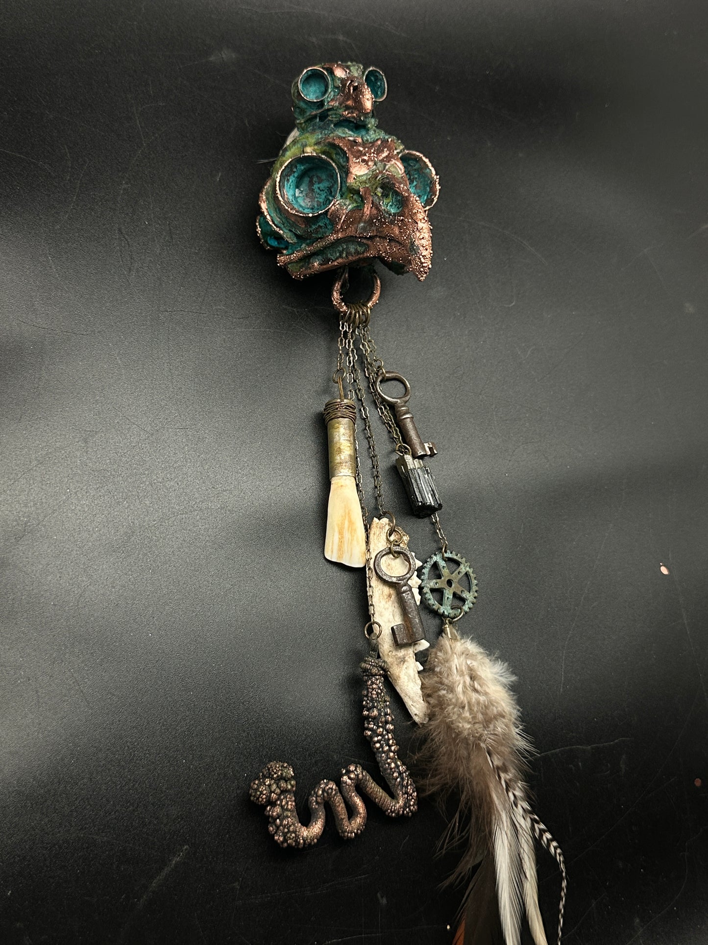 St. Rue ~ Owl Skull Talisman Keeper ~ Copper Electroformed