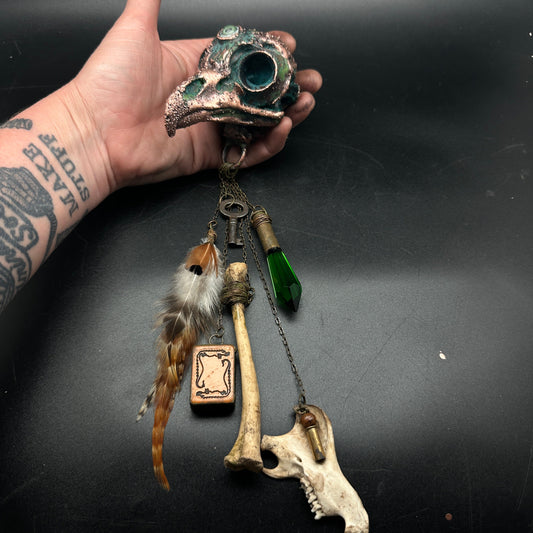 St. Lark ~ Owl Skull Talisman Keeper ~ Copper Electroformed