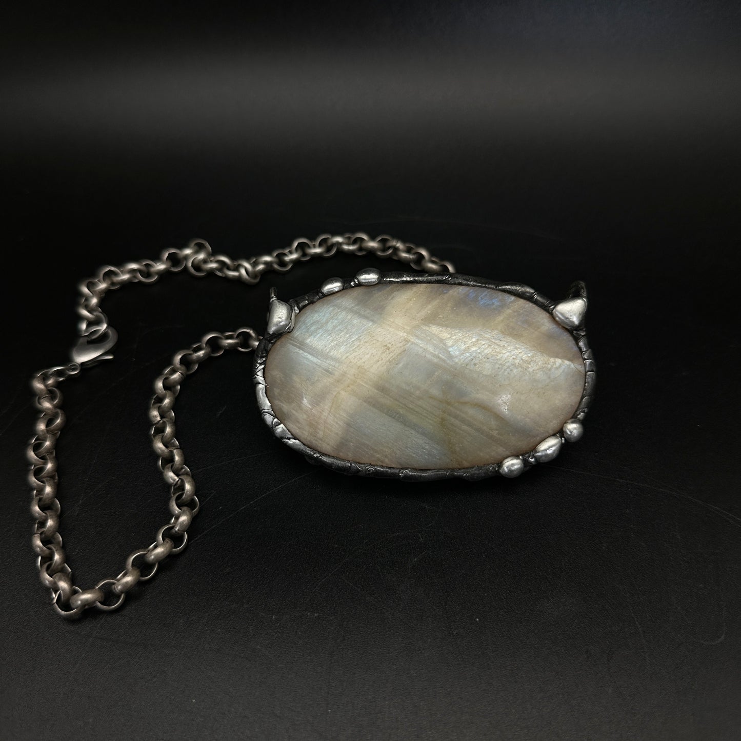 Eclipse Whisper ~ Huge Rare Rainbow Moonstone Pendant