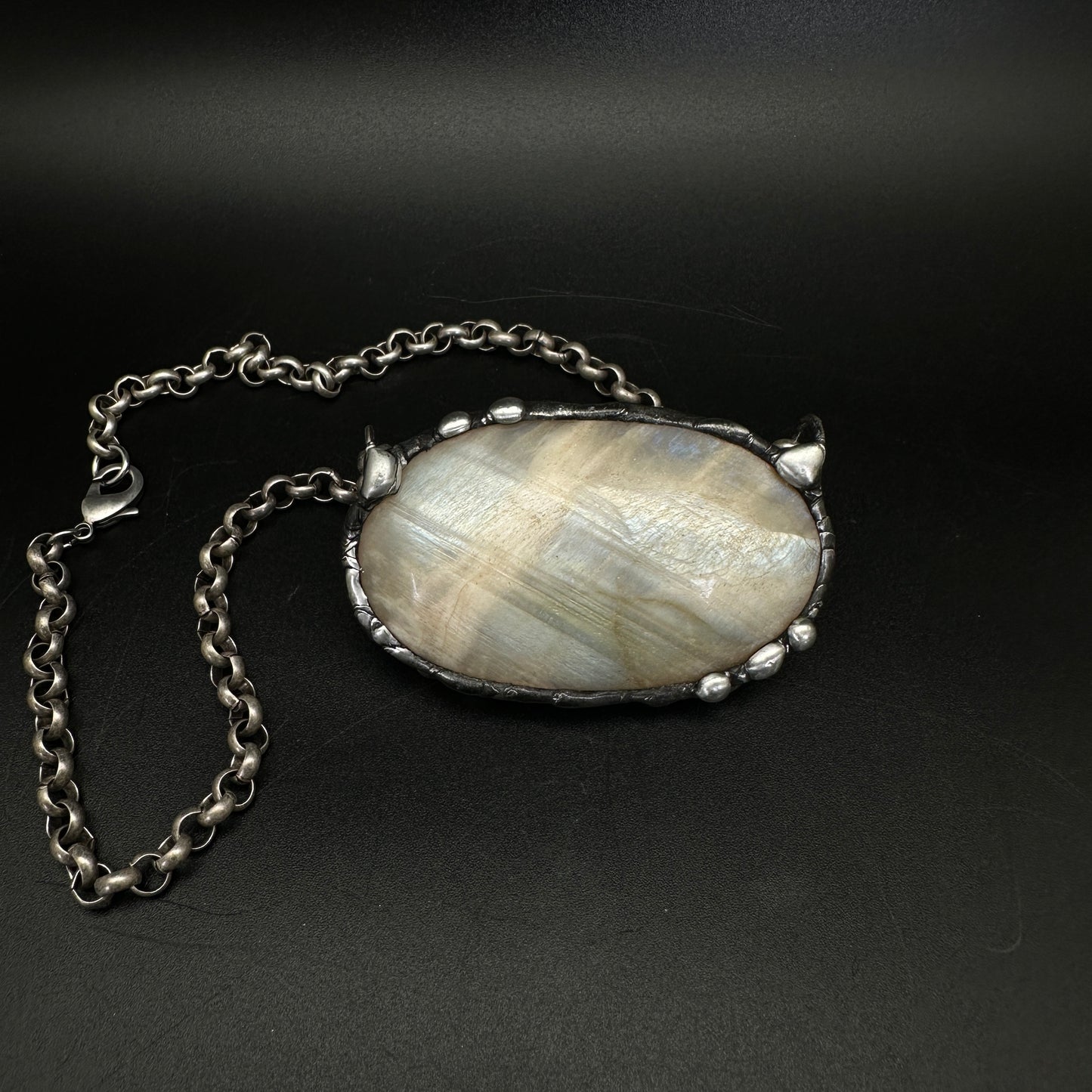 Eclipse Whisper ~ Huge Rare Rainbow Moonstone Pendant
