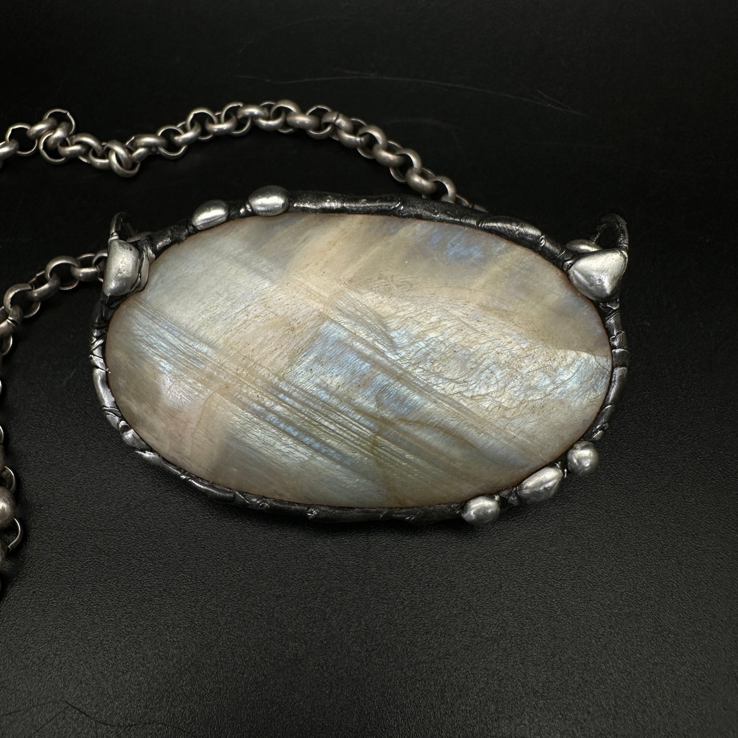 Eclipse Whisper ~ Huge Rare Rainbow Moonstone Pendant