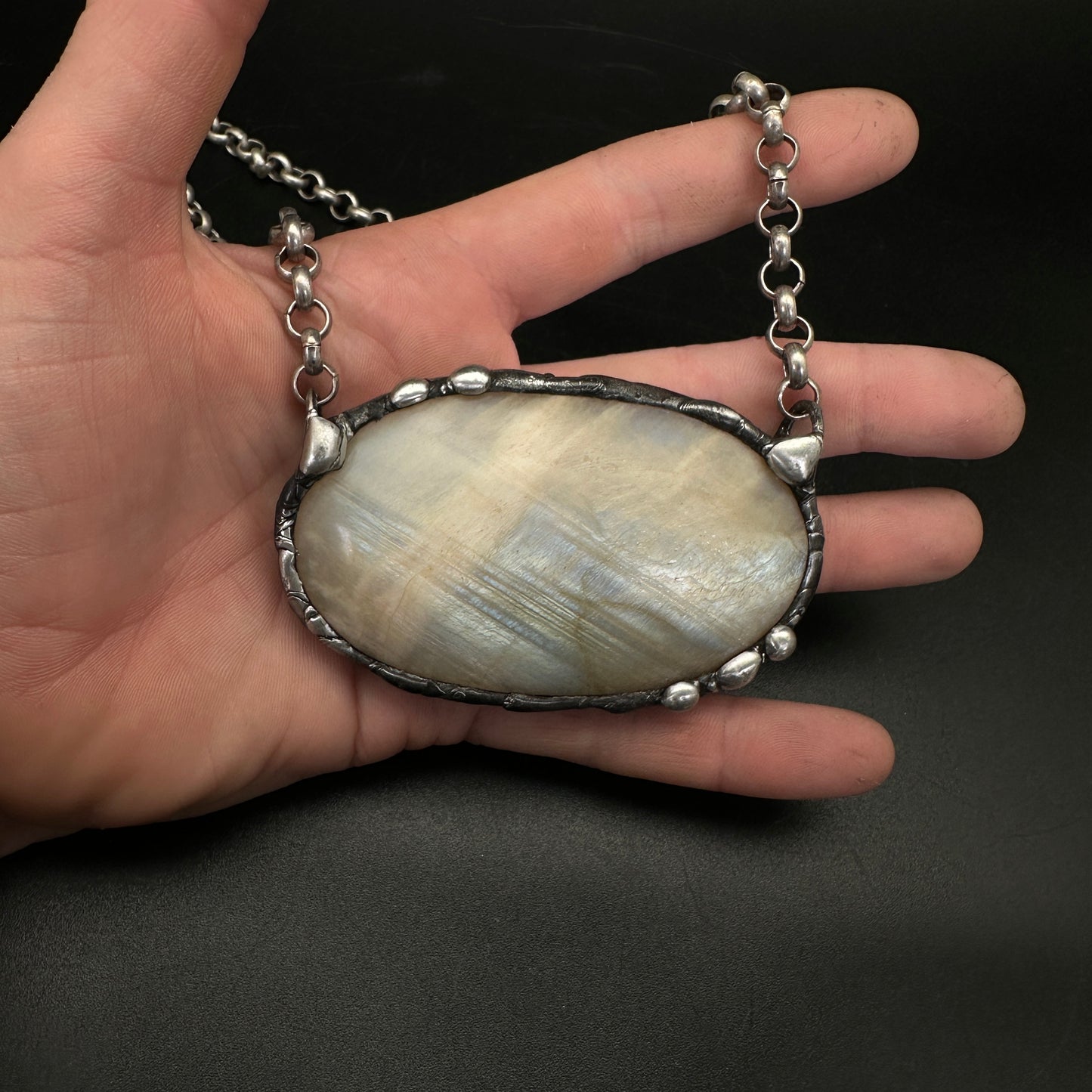 Eclipse Whisper ~ Huge Rare Rainbow Moonstone Pendant
