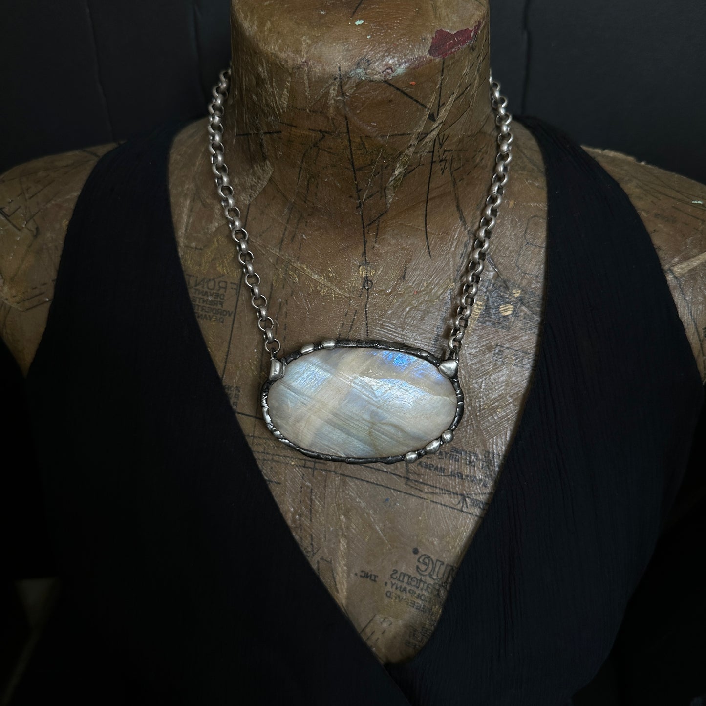 Eclipse Whisper ~ Huge Rare Rainbow Moonstone Pendant