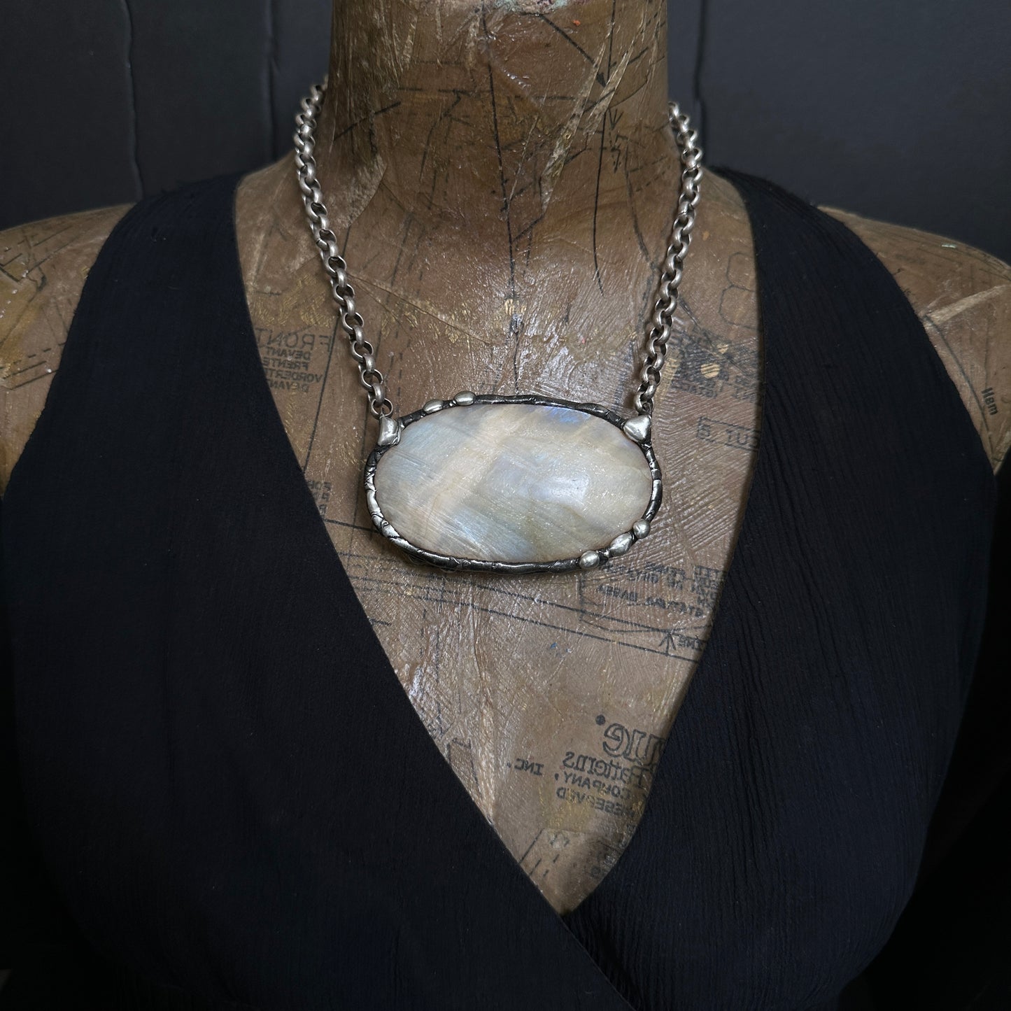 Eclipse Whisper ~ Huge Rare Rainbow Moonstone Pendant