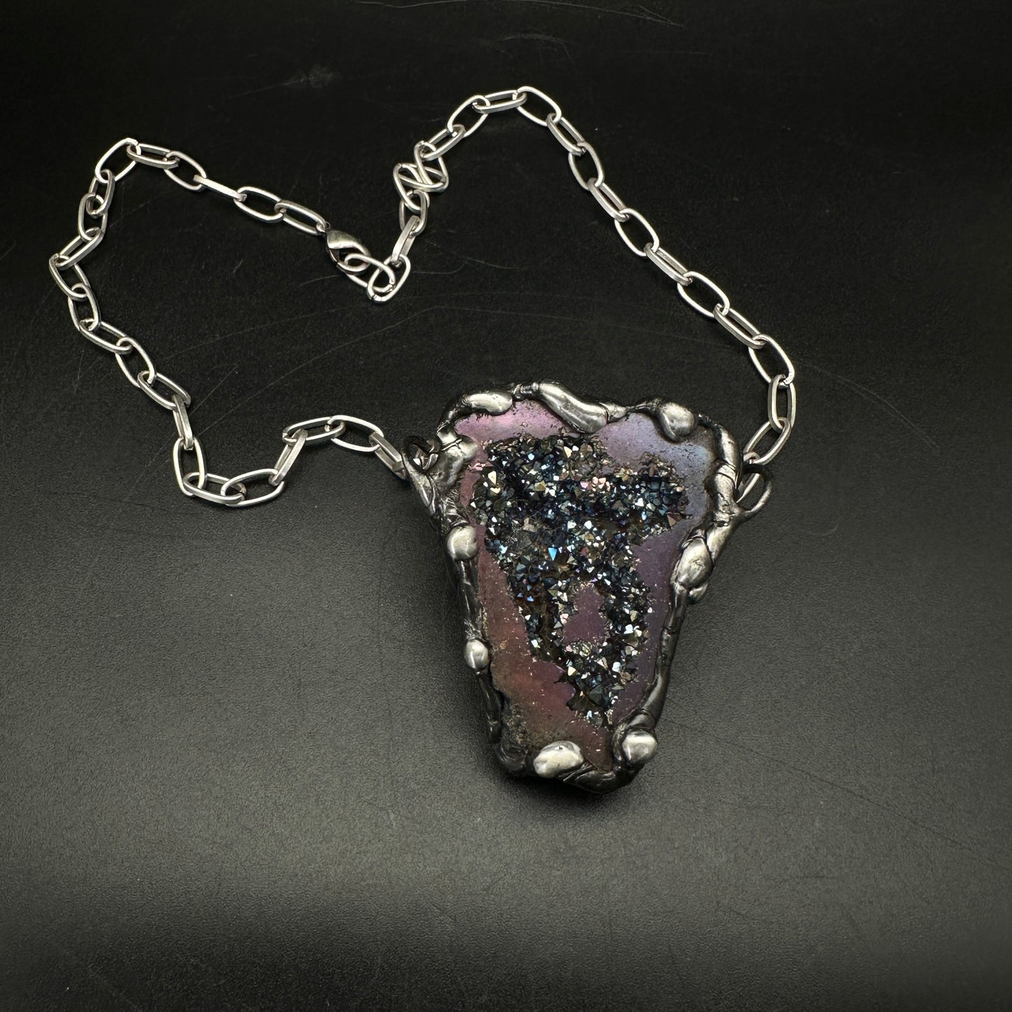 Shatterspell ~ Titanium Geode Necklace