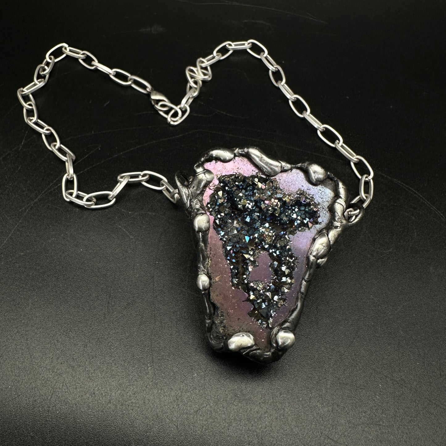 Shatterspell ~ Titanium Geode Necklace
