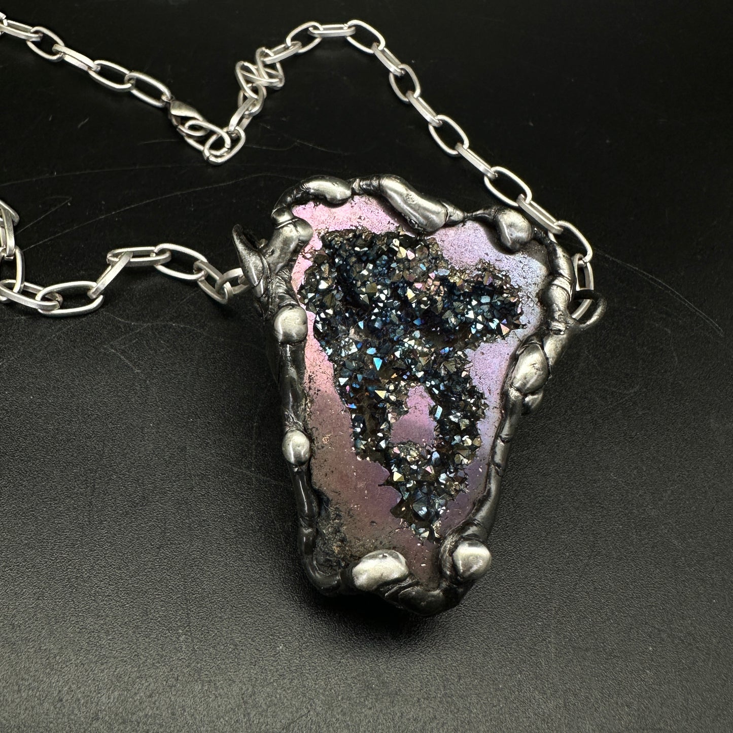 Shatterspell ~ Titanium Geode Necklace