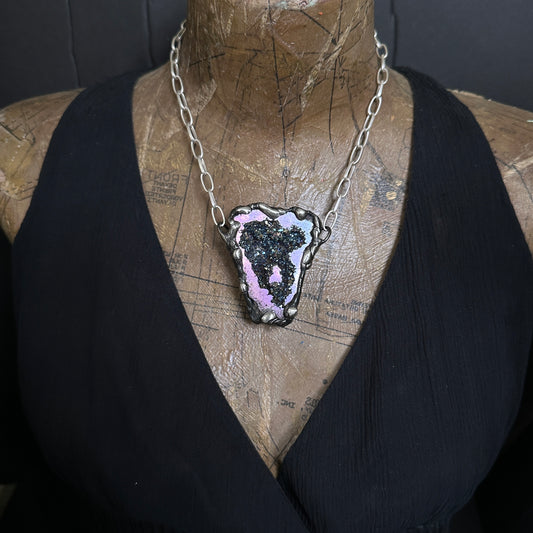Shatterspell ~ Titanium Geode Necklace