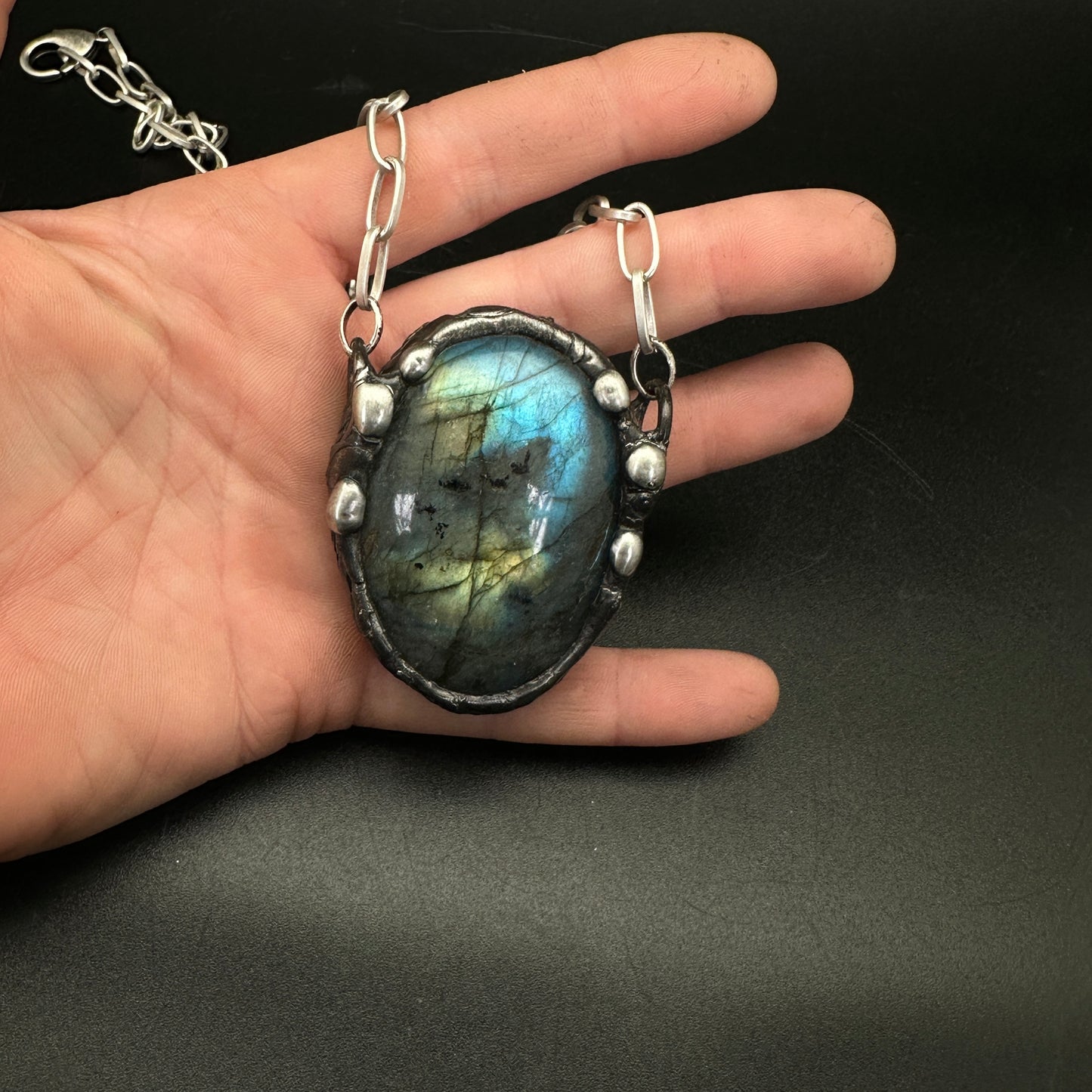 Cosmic Shadows ~ Large Labradorite Talisman Necklace