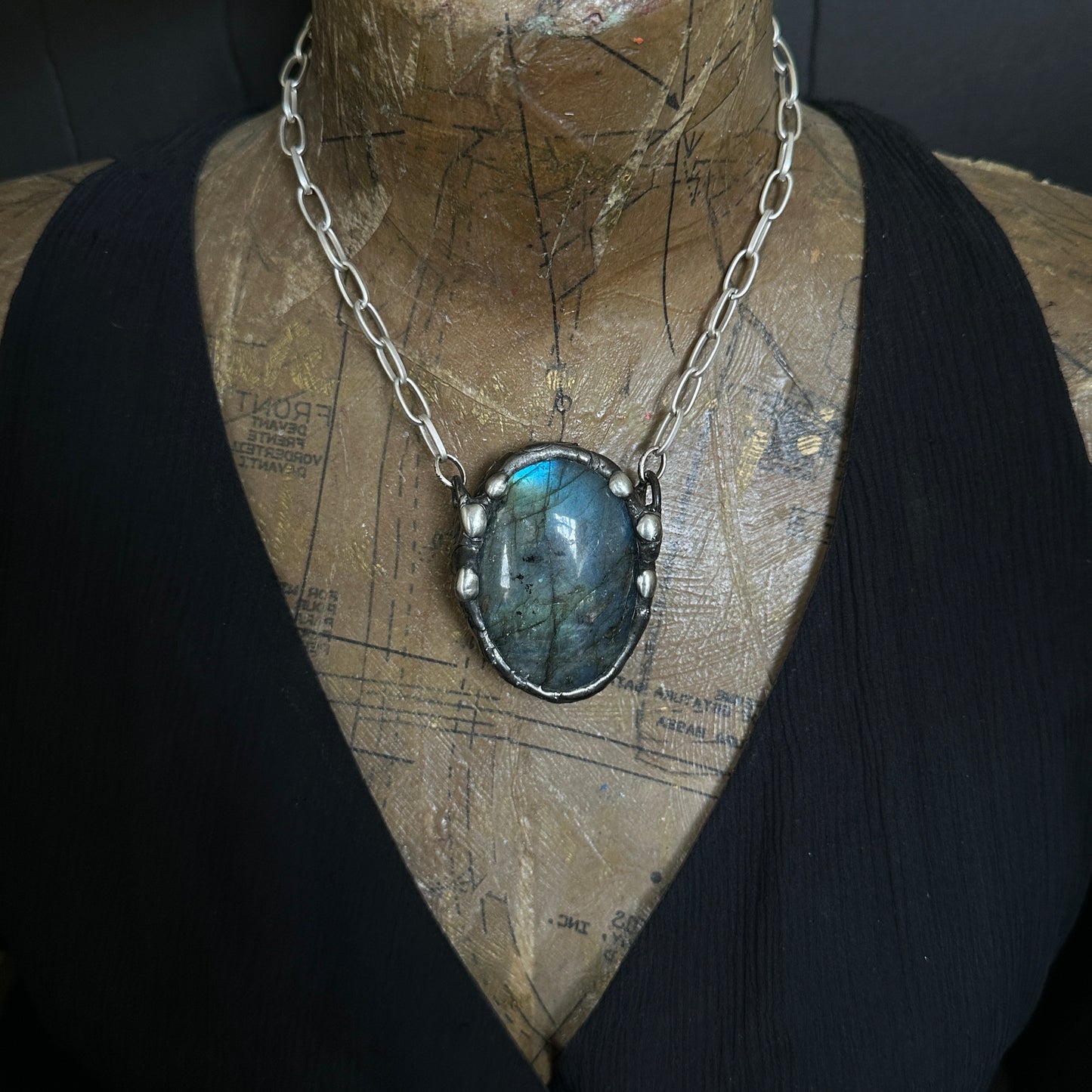 Cosmic Shadows ~ Large Labradorite Talisman Necklace