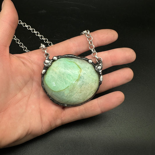 The Verdant Dreamer ~ Rare Green Moonstone Pendant ~ Garnierite