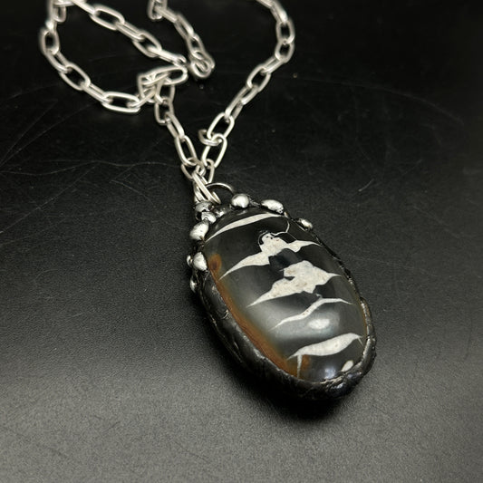 Phantom Veins ~ Septarian Geode Jasper Pendant