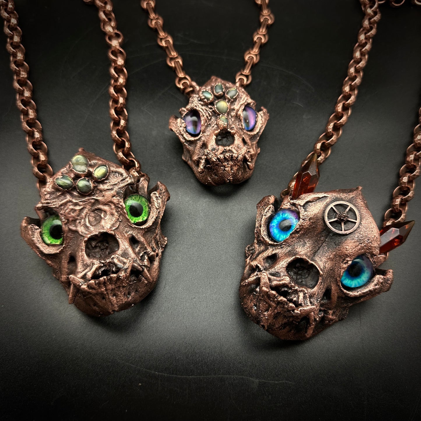 Inugami ~ Large Dog Demon Copper Electroformed Necklace