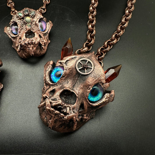 Inugami ~ Large Dog Demon Copper Electroformed Necklace