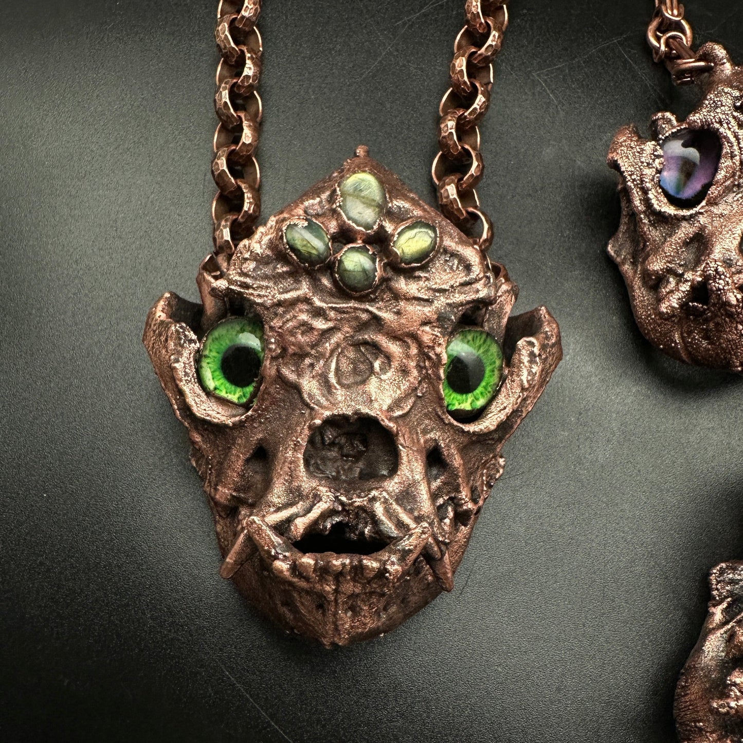Inugami ~ Large Dog Demon Copper Electroformed Necklace