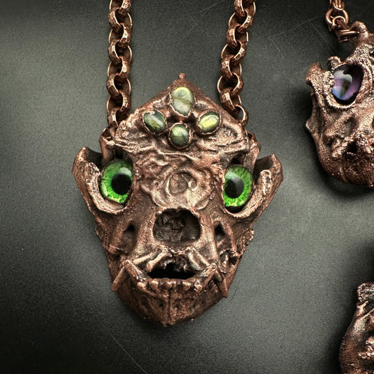 Inugami ~ Large Dog Demon Copper Electroformed Necklace