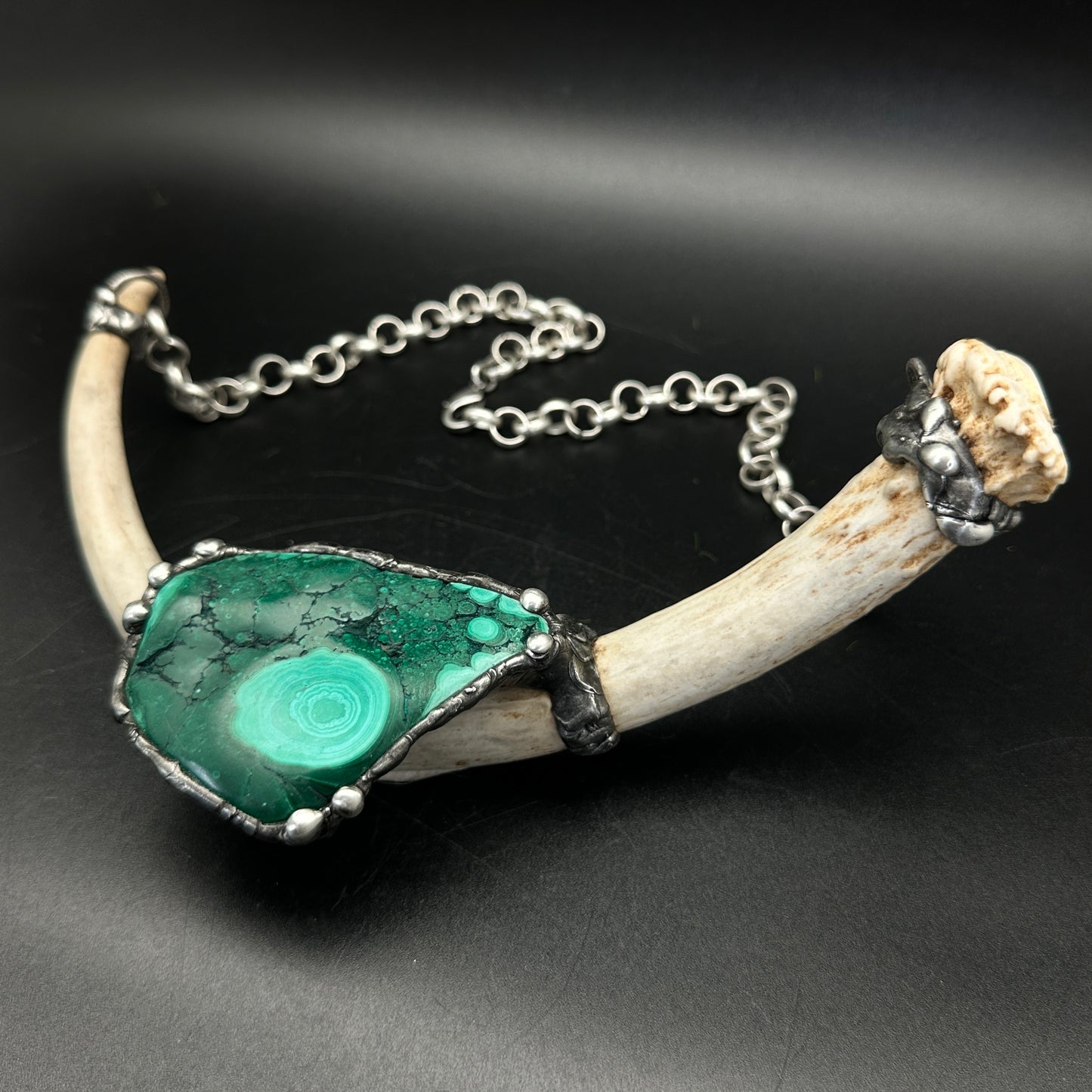 Ødjer ~ Antler & Malachite Necklace