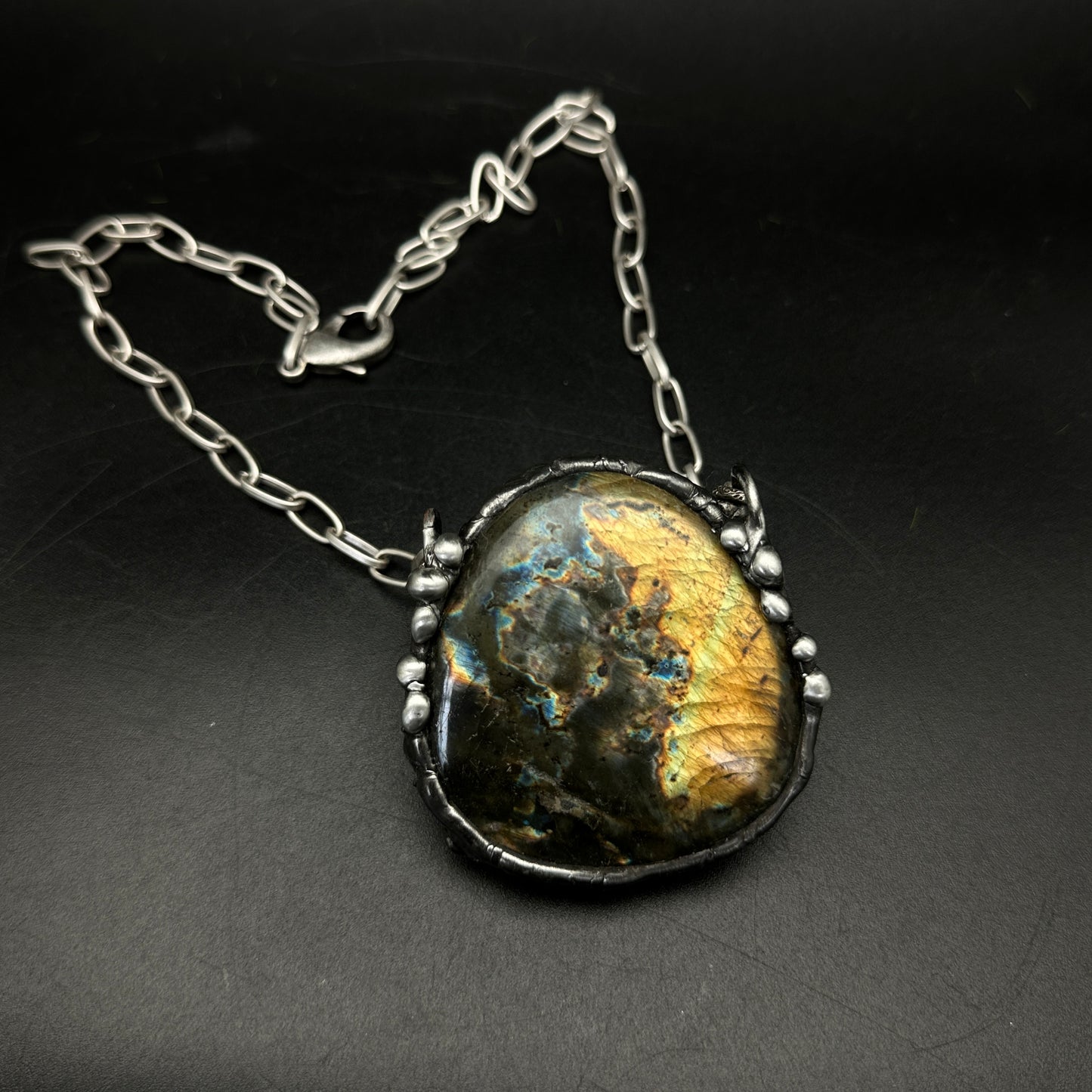 Cosmic Storm ~ XL Labradorite Statement Pendant