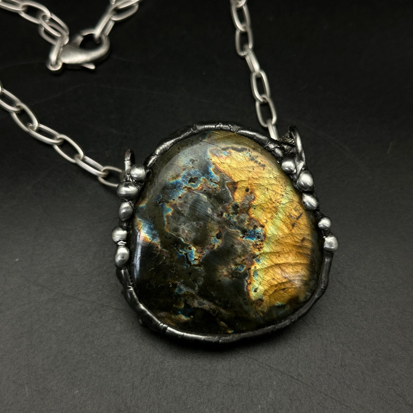 Cosmic Storm ~ XL Labradorite Statement Pendant
