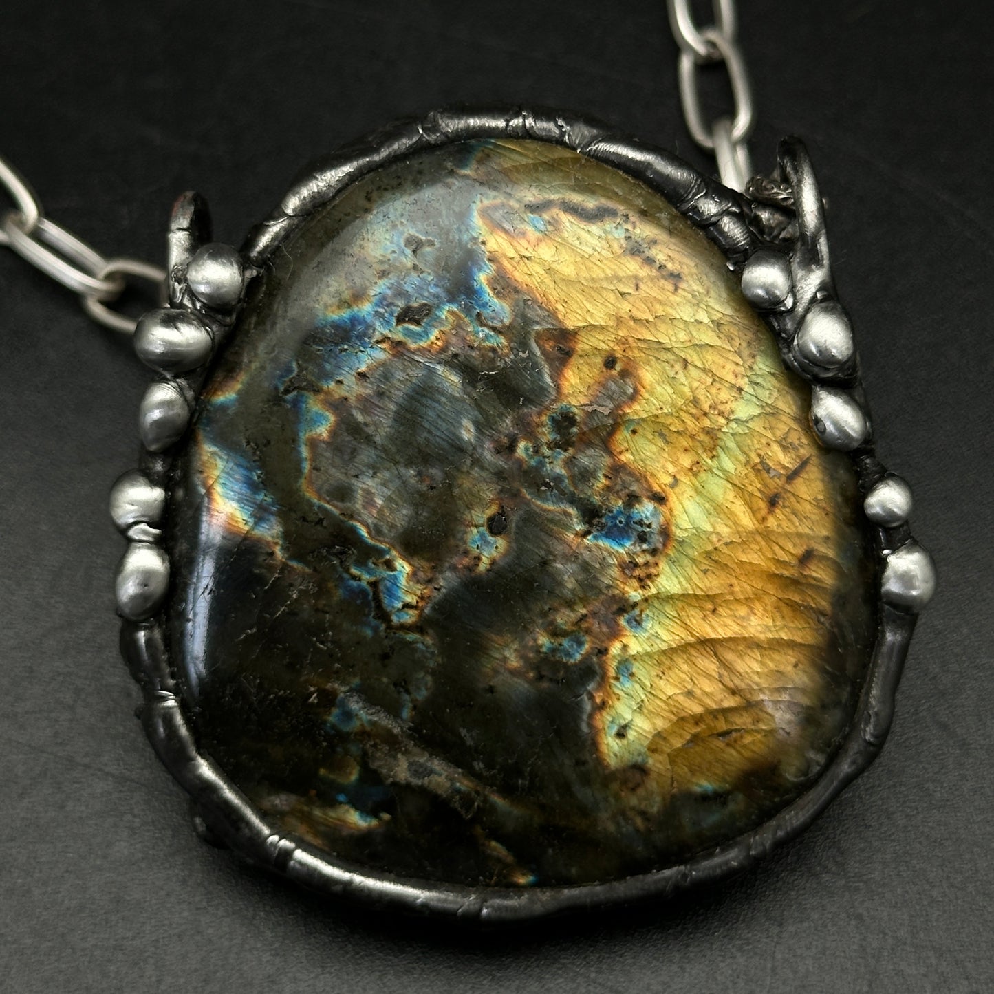 Cosmic Storm ~ XL Labradorite Statement Pendant