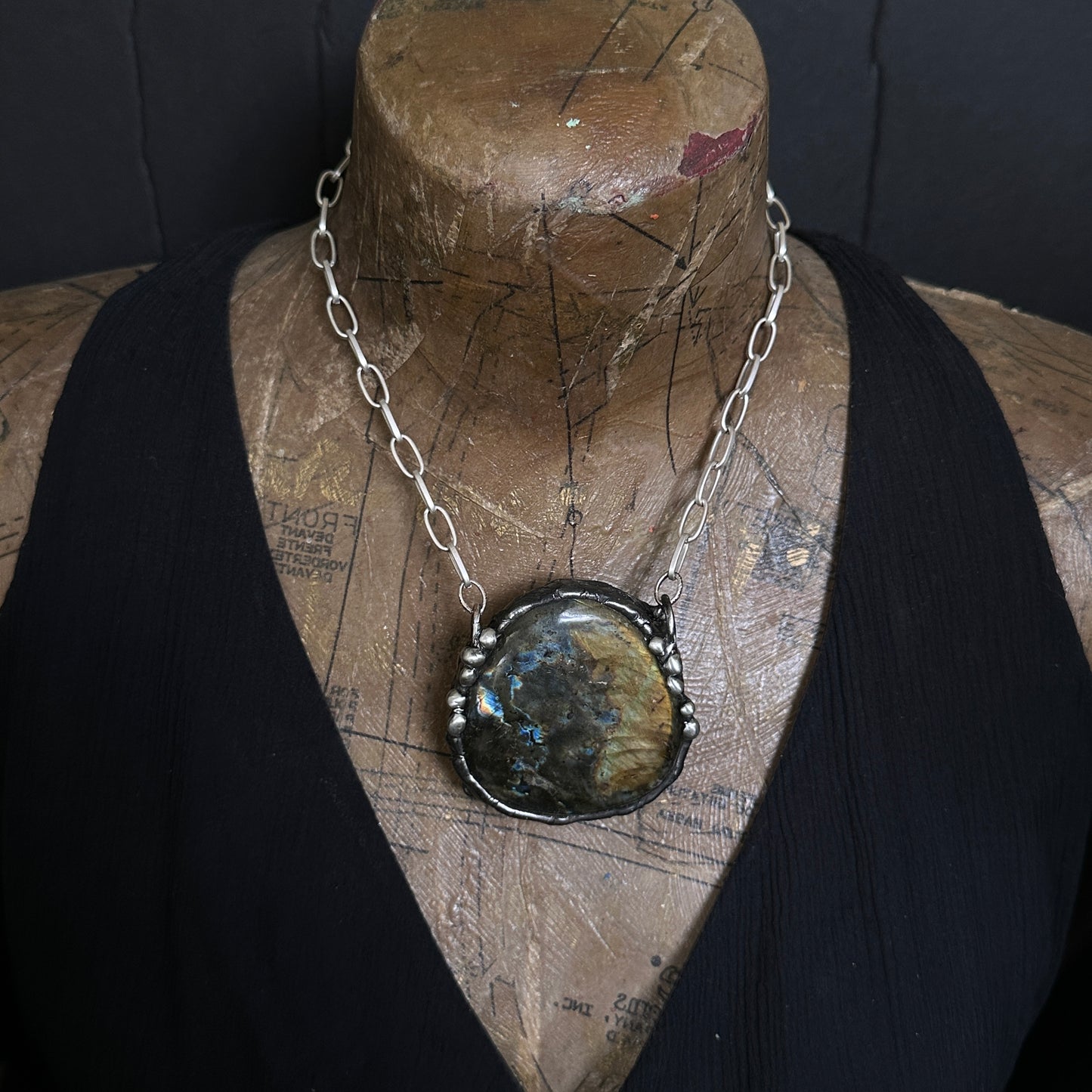 Cosmic Storm ~ XL Labradorite Statement Pendant