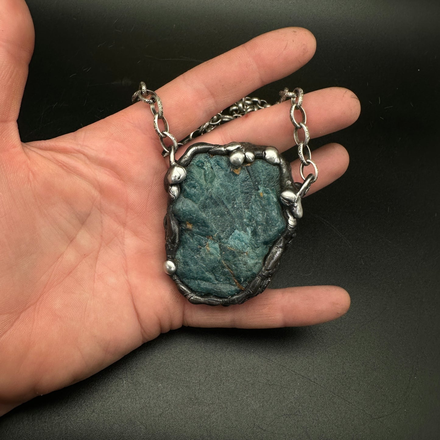 Raw Magic ~ Raw Blue Apatite Talisman Necklace